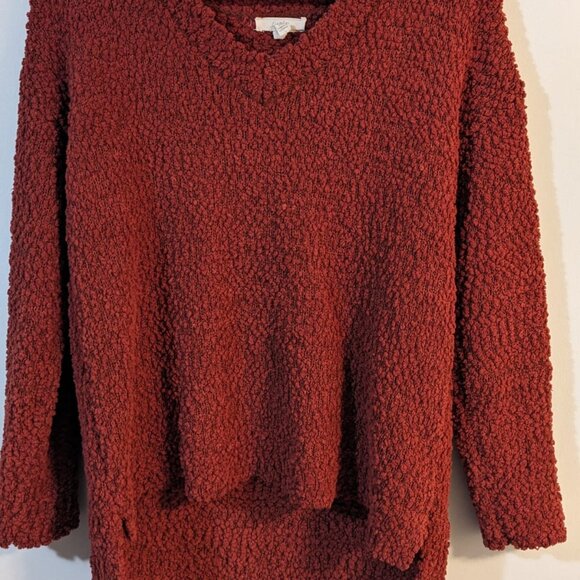 Cupio V Neck Orange Rust color Popcorn Sweater- Size Medium - Picture 2 of 8